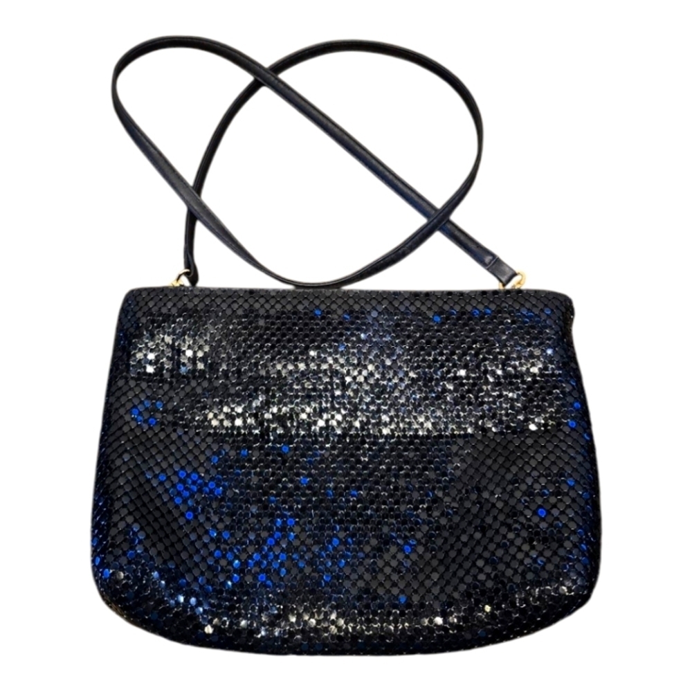 Whiting & Davis Vintage Black Mesh Metal Clutch Shoulder Bag